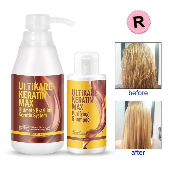 Brésil 300 ml kératine 12% formaline traitement des cheveux pour cheveux bouclés endommagés + 100 ml