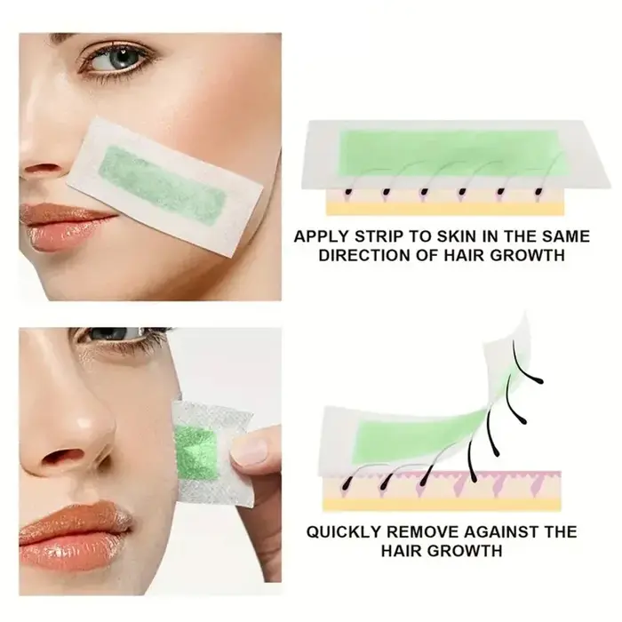 15 pièces/ensemble outil d'épilation bandes de cire épilation lingette autocollant pour visage jambe lèvre sourcil corps