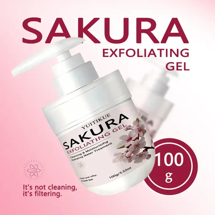 Gel nettoyant exfoliant Sakura 100g YUITIKUE Exfoliation douce Élimination des peaux mortes Hydratant Gel pour le visage doux et lisse