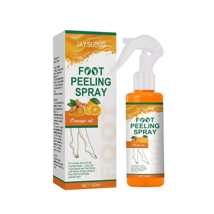 Spray exfoliant pour les pieds à l'huile d'orange, exfolie la peau rugueuse, adoucit les talons, rép