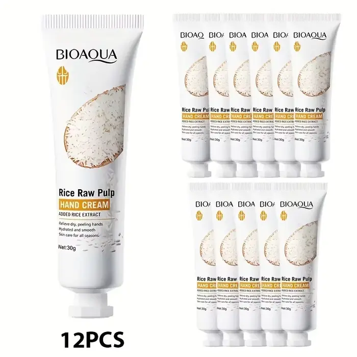 12 tubes de crème pour les mains à la purée de riz, hydrate les mains sèches et rugueuses, soin des 
