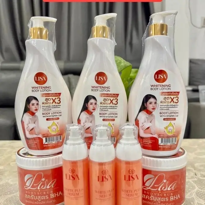 Kit de soin de la peau LISA Whitens Set Thaïlande X3 Collagène, élimine les taches brunes, sérum, go