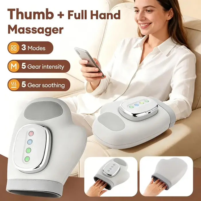 Masseur de mains à 5 niveaux avec compression par airbag
