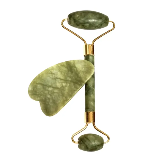 Rouleau de massage en pierre naturelle pour le visage, lifting, Gua Sha, masseur corps et cou, soin 