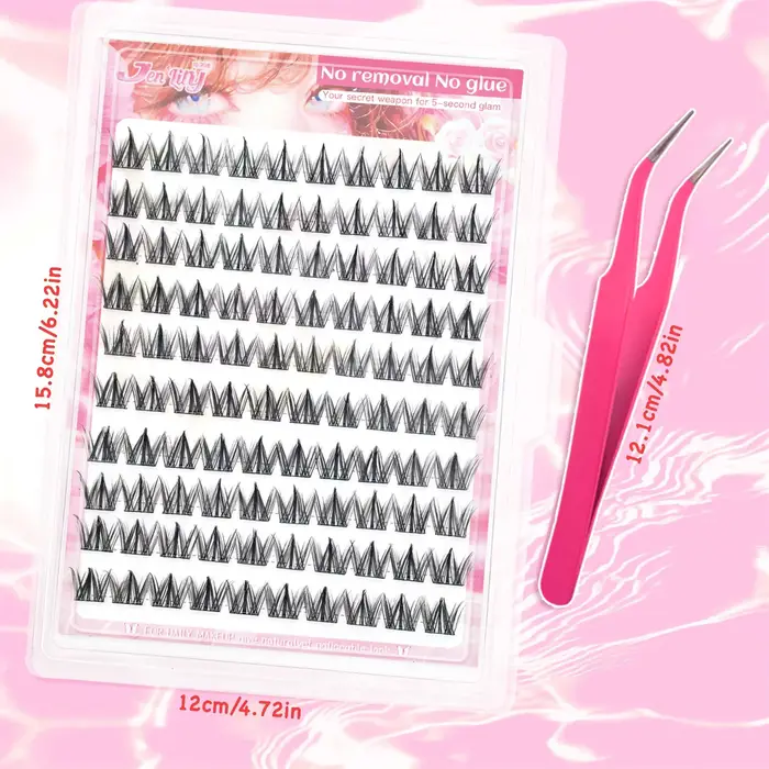 Kit d'extension de faux cils de style coréen : 100 grappes auto-adhésives, super douces et d'un aspe