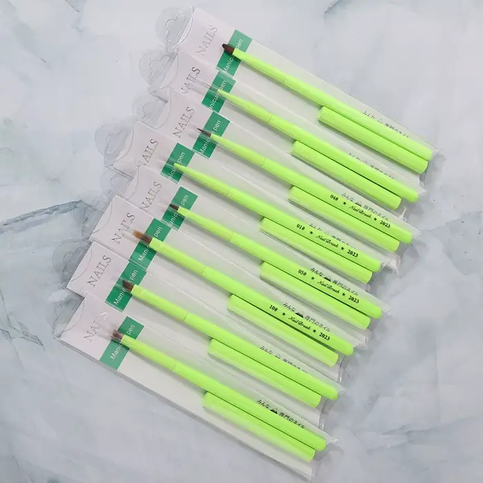 Brosse à ongles verte, brosse à Gel pour manucure, stylo d'extension de Gel UV acrylique, vernis à o