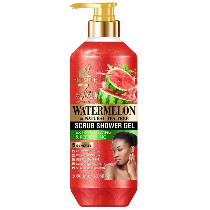 Gel douche exfoliant à la pastèque ROUSHUN 1000ML, hydratant et hydratant la peau, rétention du parf