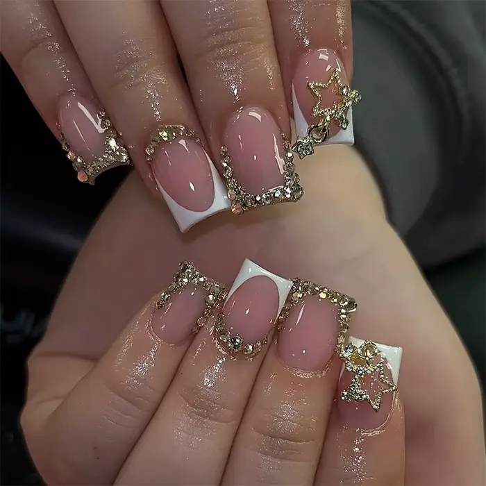 24 faux ongles français imprimé léopard