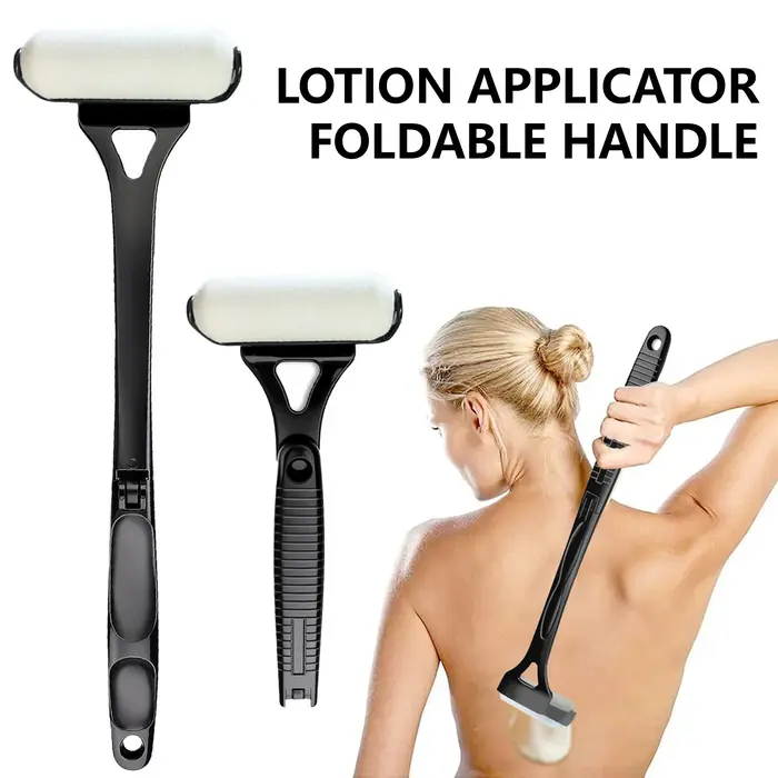 Applicateur de lotion pliable à long manche avec rouleau pour crème solaire