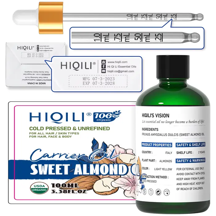 HIQILI Huile de base d'amande douce 100 ml