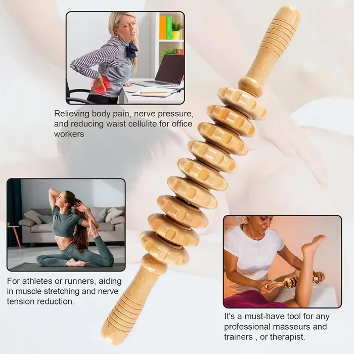 Rouleau en bois incurvé pour la Cellulite du ventre