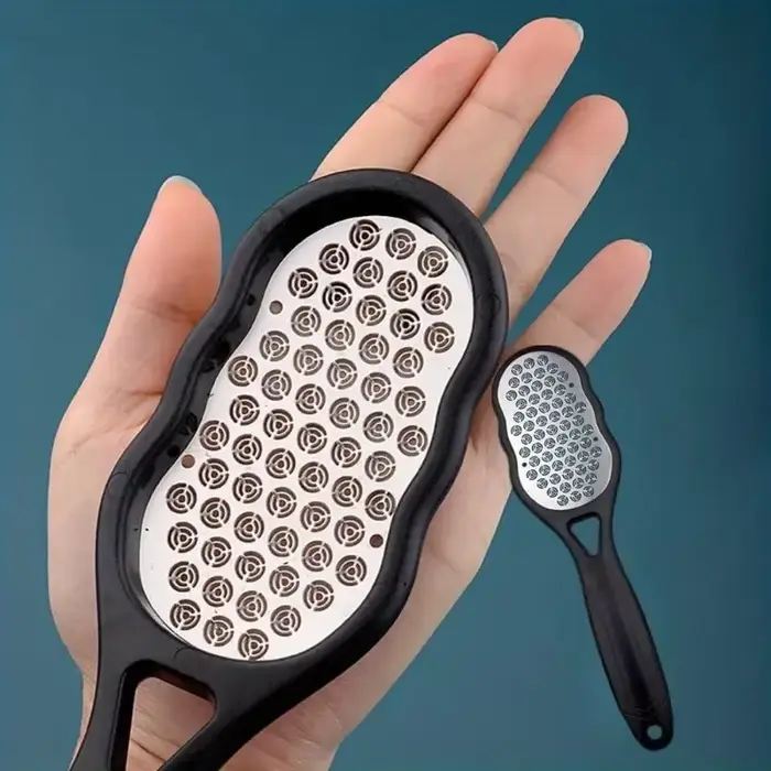 Lime à pied en acier inoxydable – Lime ergonomique anti-éclaboussures avec grain grossier/fin, durab