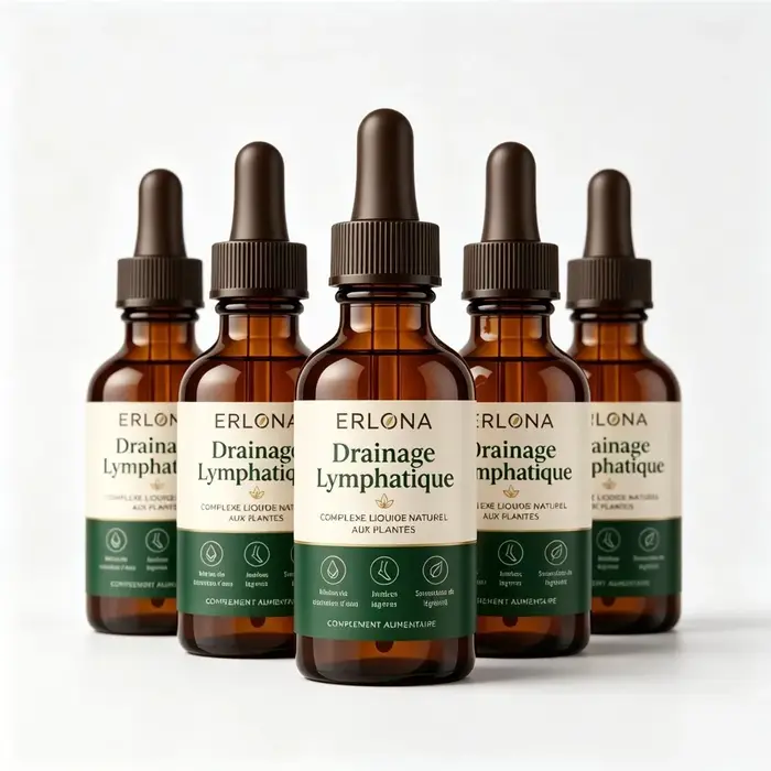 ERLONA Complément Liquide Naturel à Base de Plantes pour le Drainage Lymphatique – Gouttes de Soutien Lymphatique pour Soulager l'Œdème, la Rétention d'Eau et l'Inconfort