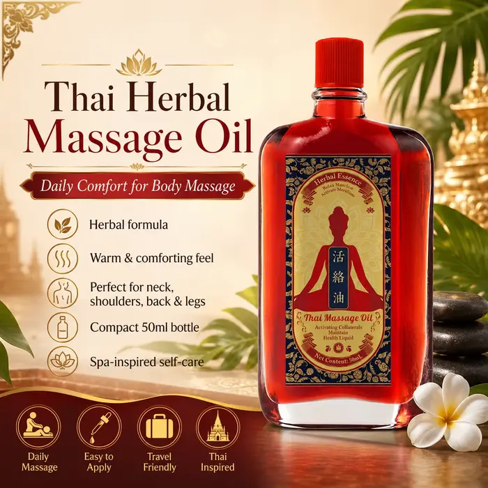 Huile de massage thaïlandaise aux herbes 50 ml, huile corporelle naturelle relaxante pour le cou, le