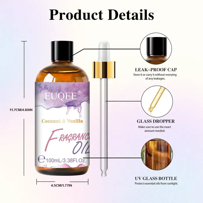 Huile parfumée d'aromathérapie EUQEE 100 ml pour diffuseur
