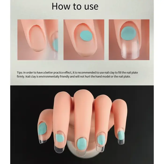 Main d'entraînement pour ongles en acrylique, mains de mannequin pour la pratique des ongles, mains