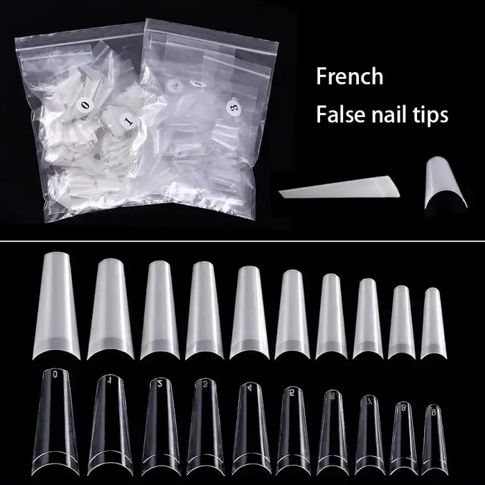 500 pièces faux ongles Art conseils français naturel Transparent cercueil faux ongles conseils acryl