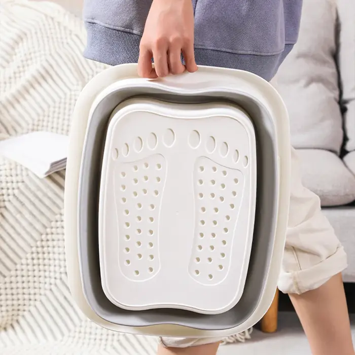 Baignoire de pieds pliable – Portable, bassin couvert avec conception ergonomique, épaississement du