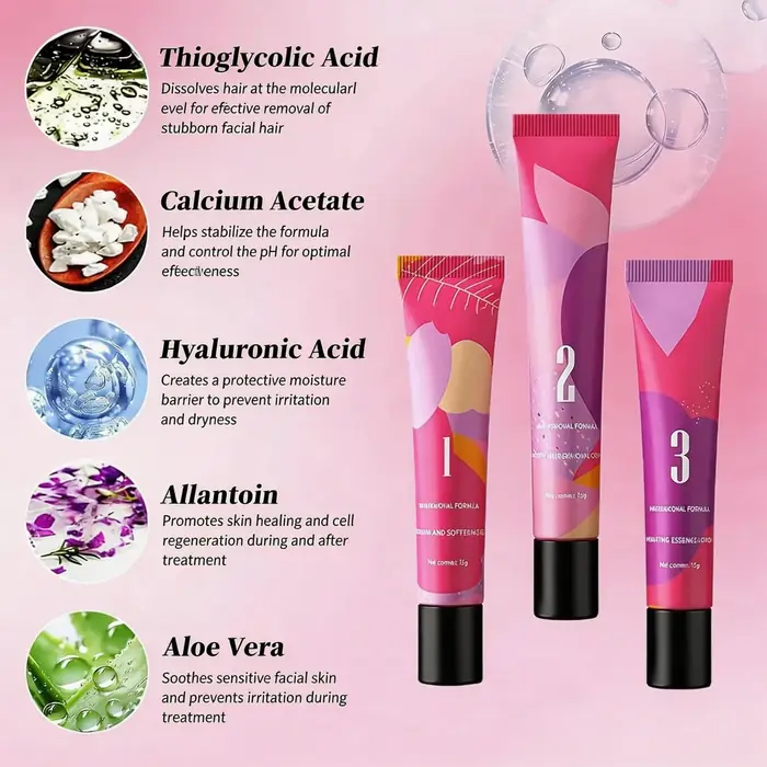 Crème dépilatoire visage pour kit trois étapes