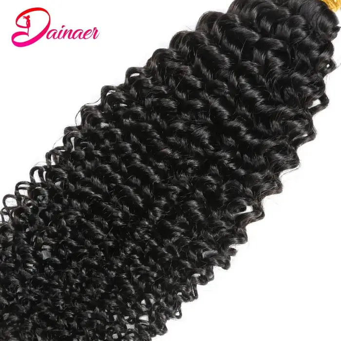 Mèches Mongoles Naturelles Remy Crépues et Bouclées, Extension de Cheveux Humains Afro avec Fermetur