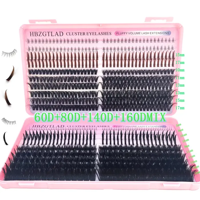 HBZGTLAD 60D/80D/100D/140D/160D grappes de cils avec cils inférieurs et pointus bricolage fée manga 