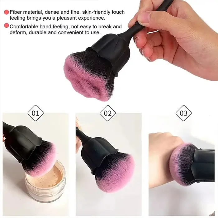 Brosse à ongles à fleurs pour manucure, en forme de Rose dorée, ronde, petite poudre de vernis Gel U