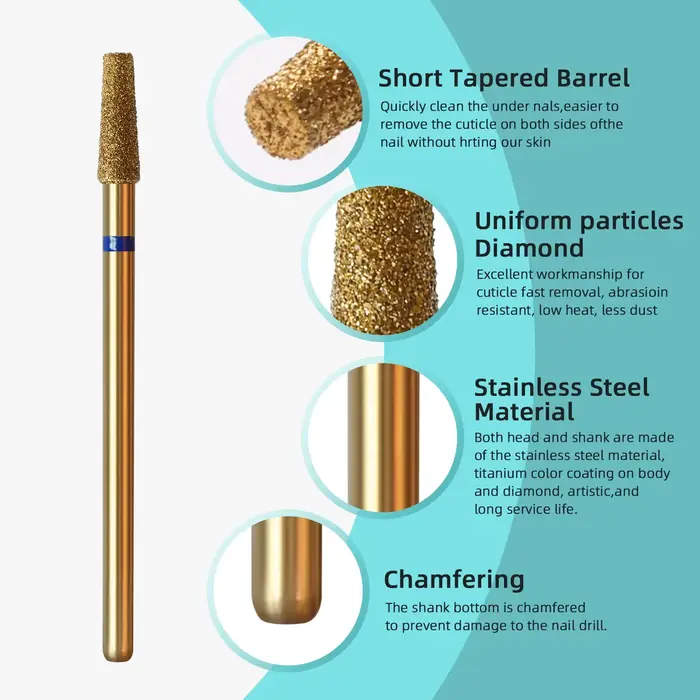 HYTOOS foret à ongles propre pour cuticules coniques de 3 mm, mèches à ongles en diamant russe en ti