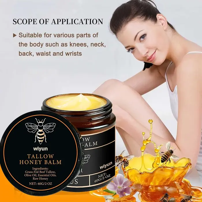 Beef Tallow Balmwith crème hydratante au miel brut doux hydratant nourrissant longue durée Non collant