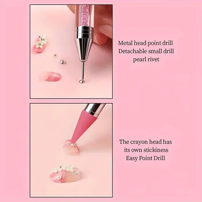 Brosse à ongles pour manucure, stylo à Double tête, stylo à pointe de peinture à points, cueilleur d
