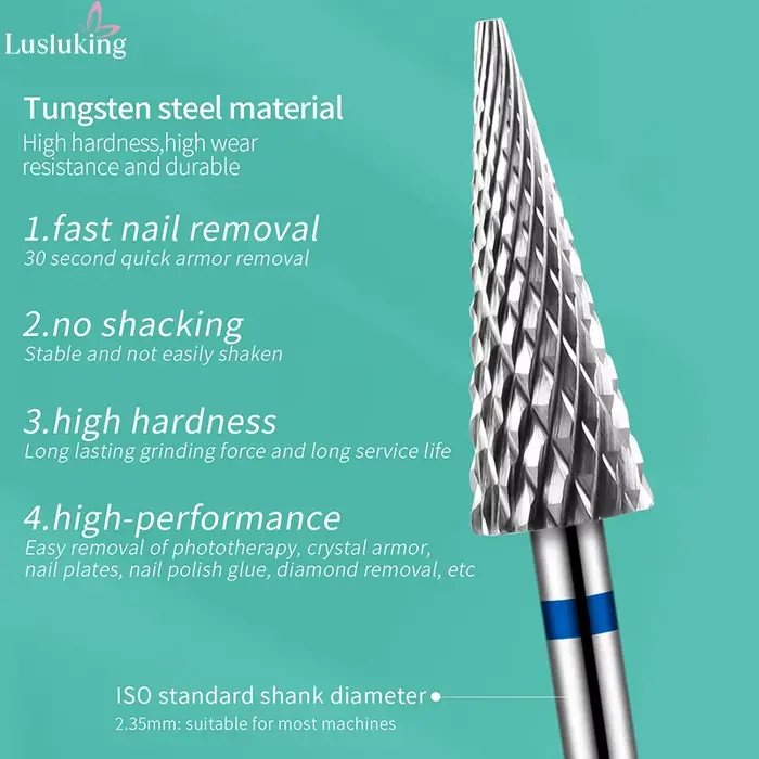 Forets à ongles en tungstène carbide, accessoire de manucure électrique, fraises pour dissolvant de