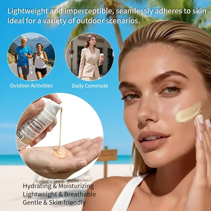 Crème solaire teintée - Effet peau de verre instantané
