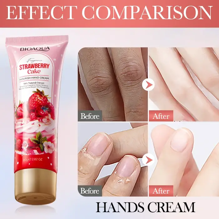Crème pour les mains nourrissante au gâteau aux fraises 80g