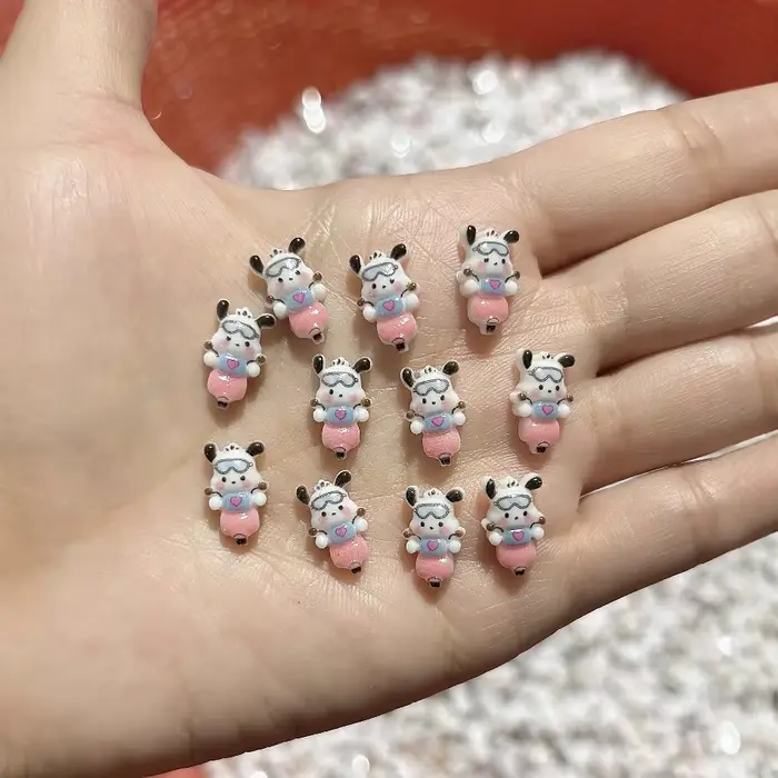 100 pièces nouveau Patch chiot résine ongles breloques mignon dessin animé chien bricolage Nail Art 