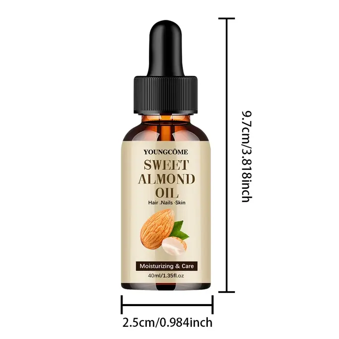 Huile essentielle d'amande naturelle Pure, 40/60ml, hydratante pour la peau, le visage, soins capill
