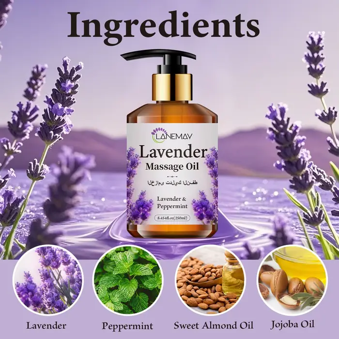 L'huile de massage à la lavande fournit un massage hydratant