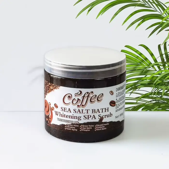 Sel de Bain Exfoliant et Blanchissant au Café 350g/680g – Gommage Corporel Nettoyant en Profondeur pour Peaux Mortes