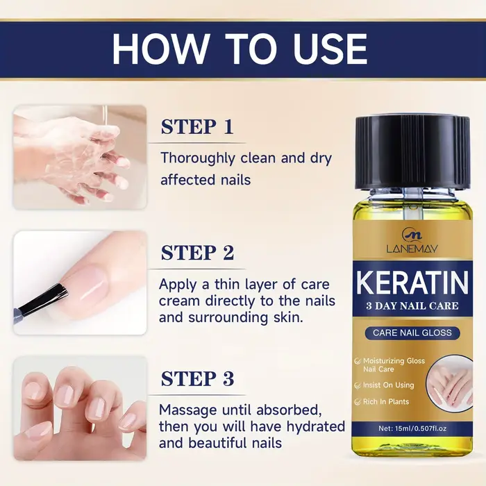 Huile de soin des ongles à la kératine – Riche en plantes
