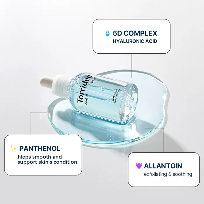 Sérum à l'acide hyaluronique à faible poids moléculaire Torriden DIVE-IN 50 ml, rafraîchissant et no
