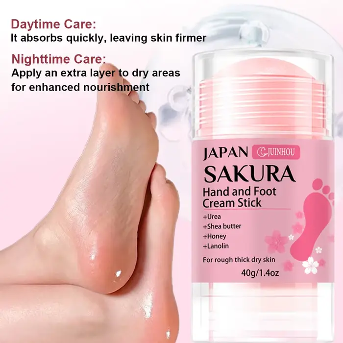 JUINHOU Crème stick mains et pieds à la fleur de cerisier 60% URÉE + 2% ACIDE SALICYLIQUE Hydratation intense