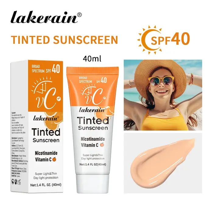 Crème solaire teintée à la vitamine C avec protection