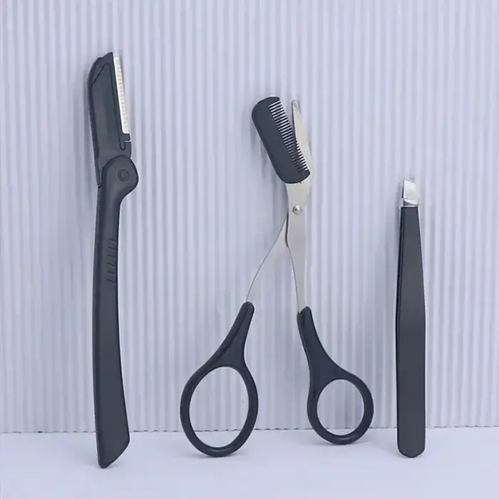 1/3 pièces pince à sourcils en acier inoxydable peigne ciseaux tondeuse à sourcils outil de coupe de