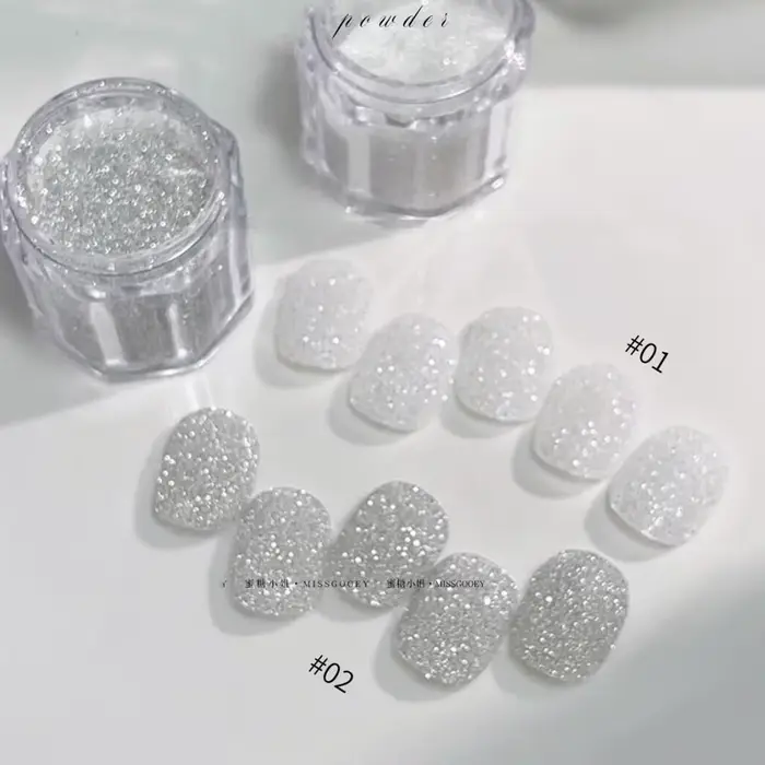 Poudre à ongles diamantée argentée 5g - Pigment pailleté ultra fin pour ongles en acrylique et en ge