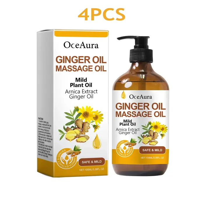 Huile Essentielle de Massage au Gingembre 100ml – Soin Quotidien Raffermissant pour le Corps