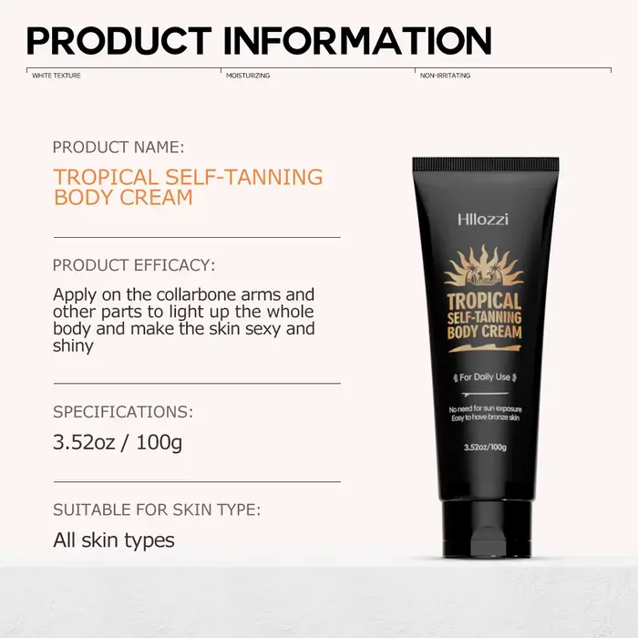 La lotion autobronzante peut être utilisée sur toutes les parties du visage et du corps pour hydrate et hydrater.