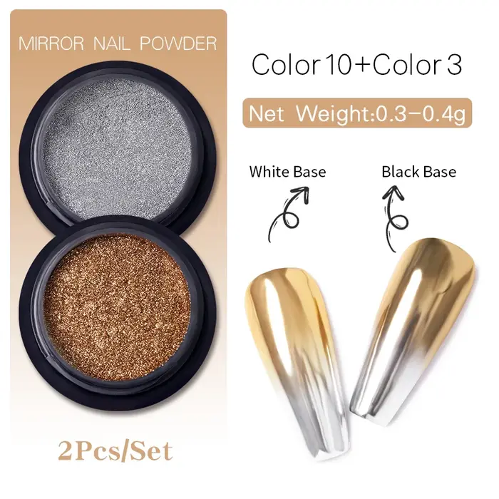 Poudre d'or et d'argent pour Nail Art