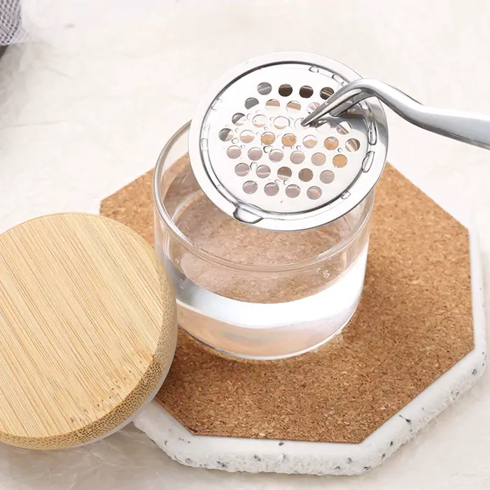 Tasse de nettoyage de brosse à ongles, stylo de lavage, tasse de brosse avec Base en maille en acier