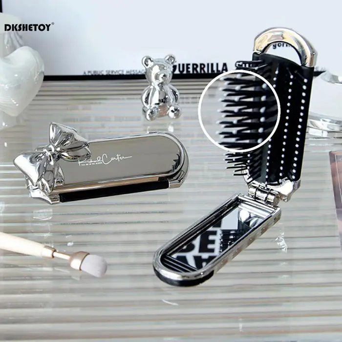 Mini peignes à cheveux pliants avec miroir pour voyage, outils de coiffure, brosse à cheveux de dess
