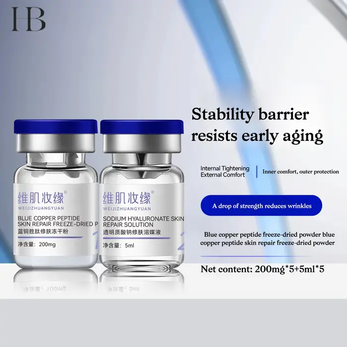 Sérum GHK-Cu Premium Lyophilisé au Peptide de Cuivre Bleu Anti-rides, Réparateur de Barrière Cutanée