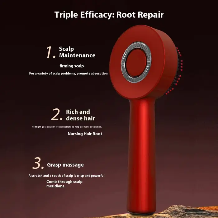 Peigne de Massage électrique à vibrations, thérapie à la lumière rouge, brosse de Massage pour la cr