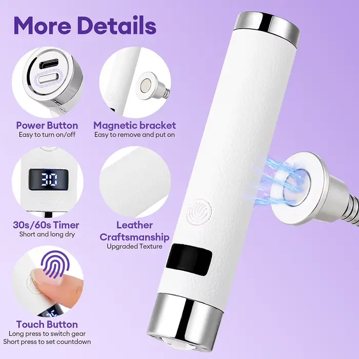 Sèche-ongles Portable UV, lampe à ongles en Gel Rechargeable avec tuyau Flexible, lumière de thérapi